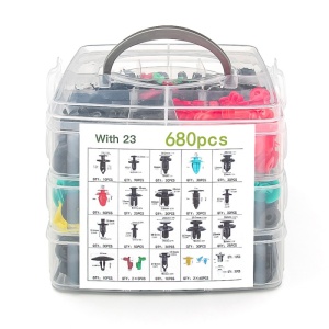 Set 680 clipsuri / cleme auto de fixare universale Techstar® Repair Kit, plastic, 23 dimensiuni de la 5 mm la 100 mm, pentru usi, aripi, bare de protectie si scuturi, multicolor - Img 10