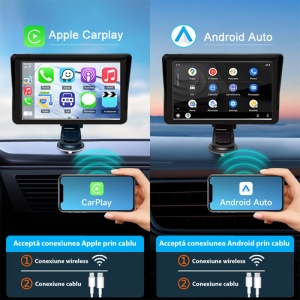 Sistem Multimedia Techstar® Apple Carplay/Android 7094P, Ecran Tactil, 7 Inch 1080P Full HD, Bluetooth, Mirror Link/Card TF/USB/AUX, Negru - Img 7