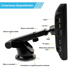 Sistem Multimedia Techstar® Navigatie Apple Carplay/Android 7095P, Ecran Touch 7 Inch 1080P Full HD, Bluetooth 5.0, Mirror Link/Card TF/USB/AUX, Negru - Img 10