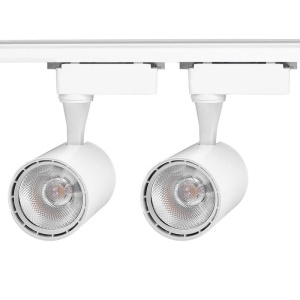 doua spoturi LED Techstar 40W montate pe sina monofazata alba