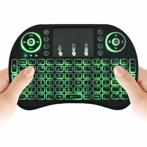 Tastatura iluminata Techstar i8 RGB Play verde, Air Mouse, pentru Smart TV