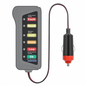 Tester baterie si alternator auto Techstar cu afisaj LED si mufa 12V