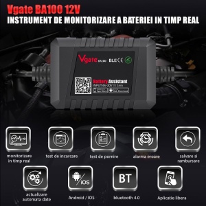 dispozitiv Vgate BA100 pentru verificare stare baterie auto