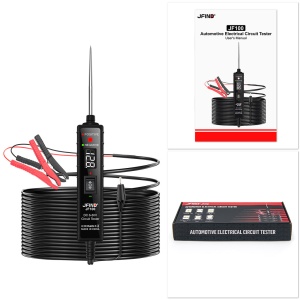 Descriere componente tester auto JFIND JF100 cu sonda, afisaj digital, cleme si comenzi