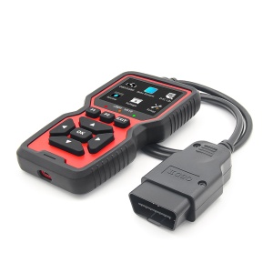 Dispozitiv V519 si tester rosu suplimentar pozate pe fundal alb