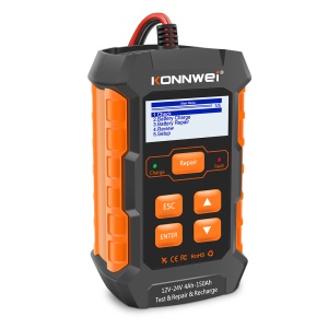 tester Konnwei KW520 cu cleme si cablu alimentare vedere laterala