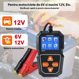 Dispozitiv KONNWEI KW218 pentru verificare baterie si sistem incarcare