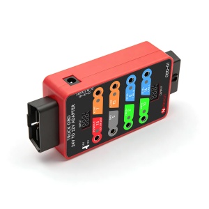 Convertor OBD camion 24V la 12V vedere inclinata, interfata OBD2 si porturi breakout