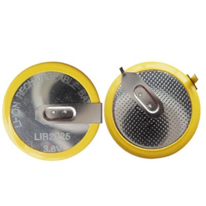 Set doua baterii reincarcabile Techstar LIR2025 3.6V 250mAh vedere fata si spate