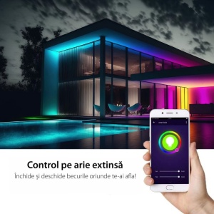 Bec LED RGB inteligent Techstar® 3106, Wifi 2.4GHz, E27, 7W, 600 lm, APP Tuya smart Life, compatibil Google Home si Amazon Alexa, Sistem Android/iOS, Alb - Img 7