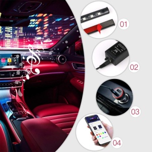Benzi Led Auto Techstar®, MultiColore, RGB, 12 Leduri x 4 Benzi, Control Aplicatie, Bluetooth, Android - Img 5