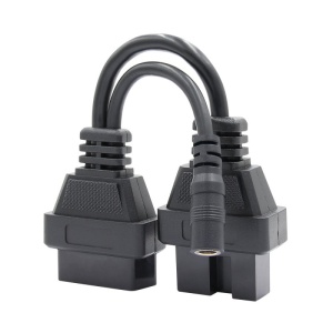 Adaptor Mitsubishi 12 pini la OBD2, conectori cu cablu dublu, fundal alb