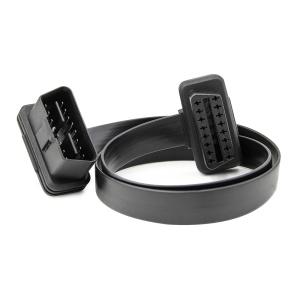 Cablu extensie OBD2 16 pini, panglica plata, mufe cu protectie, vedere de sus