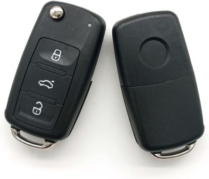 vedere fata si spate cheie techstar 3 butoane tip briceag compatibila vw golf passat polo