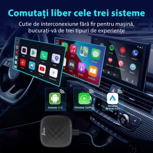 Carlinkit CarPlay Ai Box Cu Android 11.0 Techstar® CPC200 Mini, RAM 3G, ROM 32G, 5V-1A, Redare Video, Muzica, GPS, TF Card, APP, Hotspot WiFi, Negru - Img 9