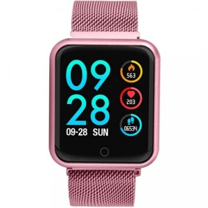 Ceas Smartwatch Techstar® I5 S, 1.3 inch OLED, Bluetooth 4.0 + EDR, Monitorizare Tensiune, Puls, Oxigenare Sange, Mov, Bratara Metal, Inchidere Magnetica - Img 1