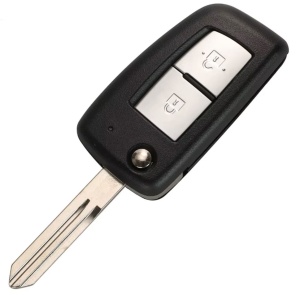 Cheie auto completa cu telecomanda Techstar compatibila cu Nissan Qashqai J11, Pulsar C13, Juke F15, X-Trail T32, Micra, 2 butoane, 433 MHz, 4A PCF7952E, CWTWB1G767, vedere inclinata