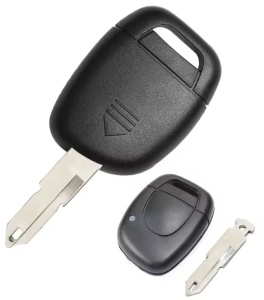 Cheie auto completa cu telecomanda Techstar compatibila cu Renault Clio II, Kangoo, Twingo, Master, 1 buton, 433 MHz, PCF7946 ID46, componente