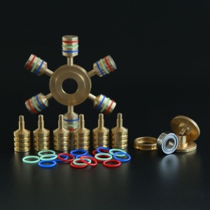 Fidget Spinner cu 6 Parti Metalic material Cupru Luceste in Intuneric - Img 2