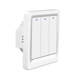 vedere laterala intrerupator smart 3 faze alb cu iluminare led