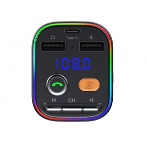 Modulator FM Techstar® T48C, Bluetooth 5.0, Bass Boost, Voltaj Baterie, USB, 18W PD Type C, MicroSD, RGB - Img 5