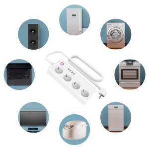 Prelungitor priza smart Techstar A26 wireless 2.4GHz vedere de sus cu prize si porturi USB