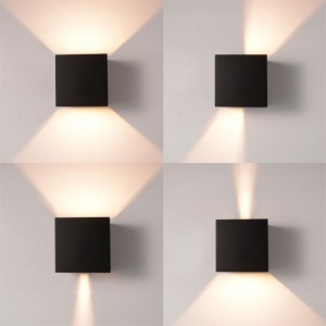 efect lumina perete cu aplica LED Techstar Cube negru IP65