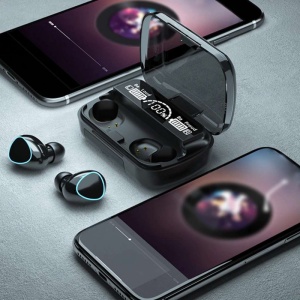Resigilat Casti Smart Techstar® M10, Wireless, Bluetooth V5.1, Touch, Display Digital, 2000mAh, pentru iPhone Xiaomi Huawei, Negru - Img 6