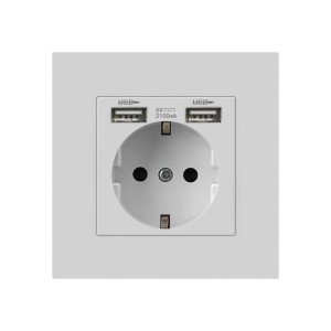 Resigilat Priza Techstar® PCU1, Simpla, 2 x USB, 2.1 A, Culoare Alb, Policarbonat, 16A - Img 1