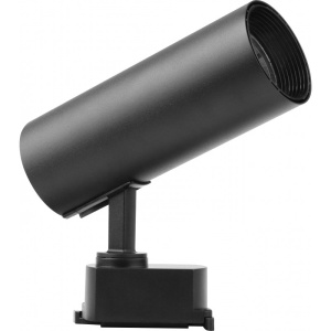 iluminat comercial cu spot LED negru pe sina monofazata