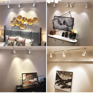 spoturi LED Techstar albe montate pe sina in magazin