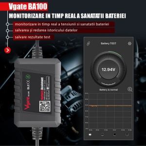 tester auto Vgate BA100 cu afisaj in aplicatie telefon