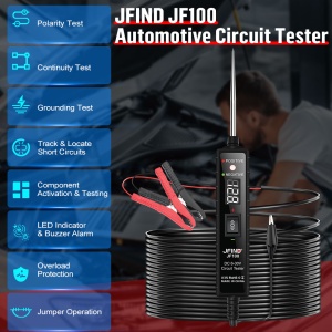 Tester auto JFIND JF100 cu cleme baterie si cablu lung pentru diagnoza electrica