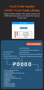 Ecran Techstar TP02 – citire coduri DTC si descriere erori