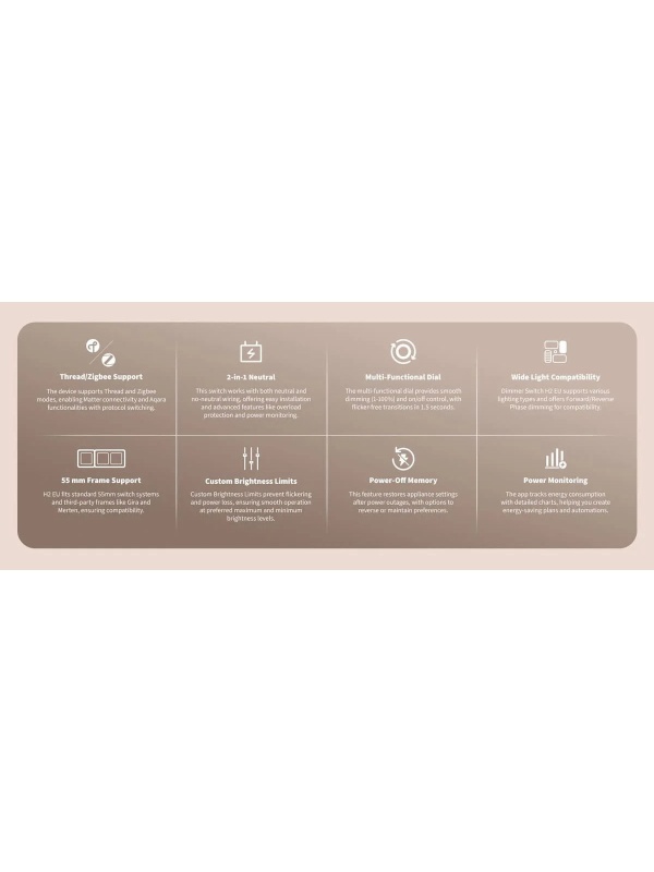 Dimmer inteligent AQARA Light Switch H2 EU Gri (KD-R01D-G) , Zigbee și Thread - Img 7