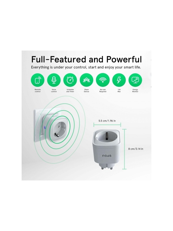 Nous A7 smart socket, Wi-Fi, 16 A/3680W, surge protection, voice control, Google Assistant compatible, amazon alexa - Img 3