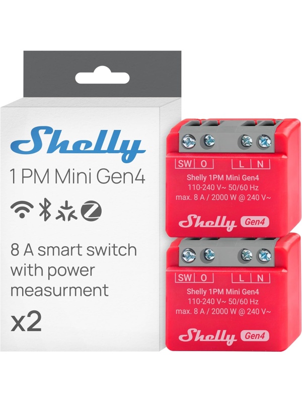 Paket 2x Shelly 1PM Mini Gen4 - Smart Relay WiFi, Zigbee, Matter, Bluetooth mit Verbrauchsmessung - Img 5