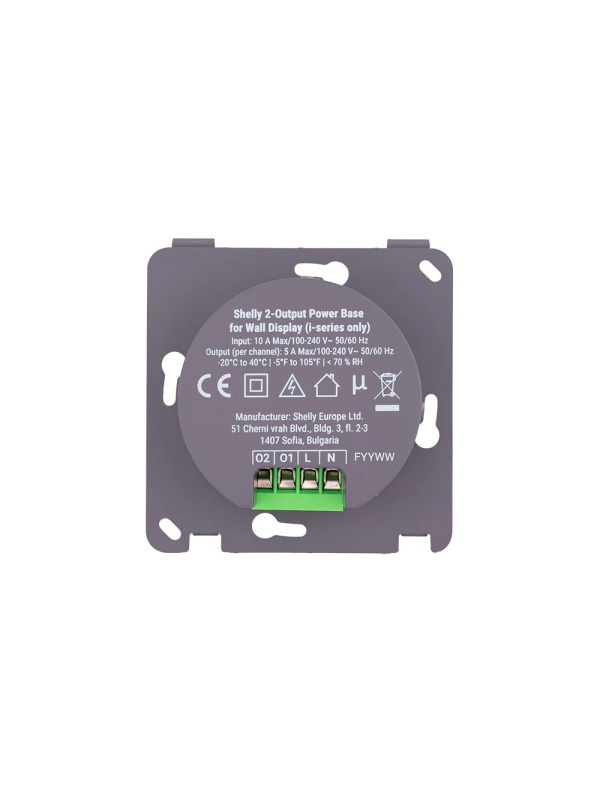 Resigilat Shelly 2-Output PowerBase for Wall Display – Bază de Schimb cu 2 Ieșiri Independente (Releu Dublu), Montaj în Doză, Accesoriu Hardware pentru Shelly Wall Display - Img 2