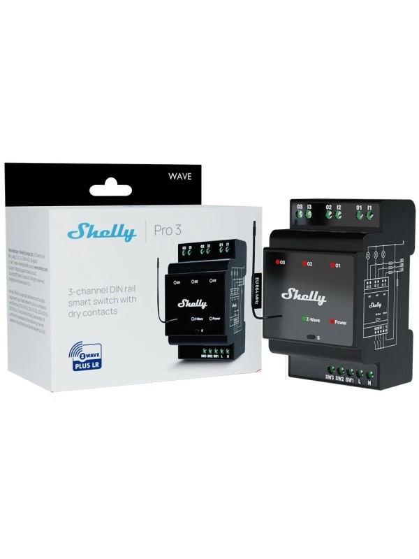 Shelly Wave Pro 3 (2025) LR - 3 Channel Professional Z-Wave Relay with DIN Rail Mount and Long Range Technology - Img 2