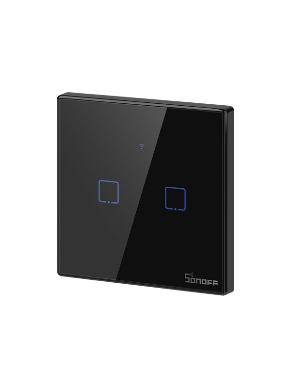 Smart touch switch Sonoff T3 EU TX, Wireless + RF 433, 2 channels, iOS/Android compatible, Amazon Alexa/Google Assistant, glass, Black - Img 2