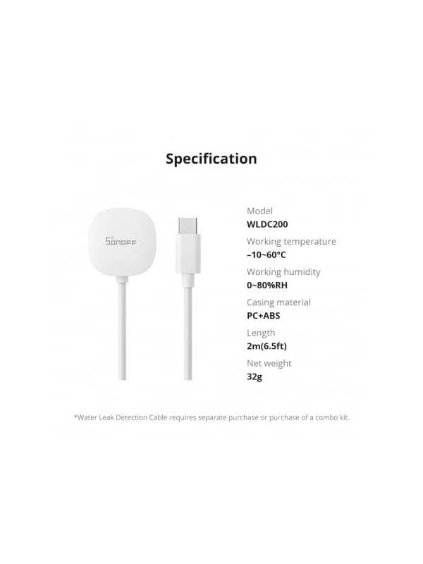 Cablu detectie pentru senzor inundatie Sonoff WLDC200, compatibil SNZB-05P, 2 m - Img 4