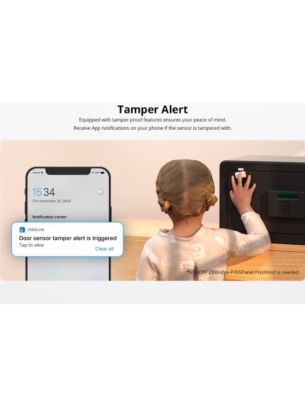 Senzor Inteligent de Ușă și Fereastră Sonoff SNZB-04PR1 – Protocol Zigbee 3.0, Alimentare Baterie CR2477, Alerte Deschidere în Timp Real, Compatibil eWeLink &amp; Home Assistant - Img 5