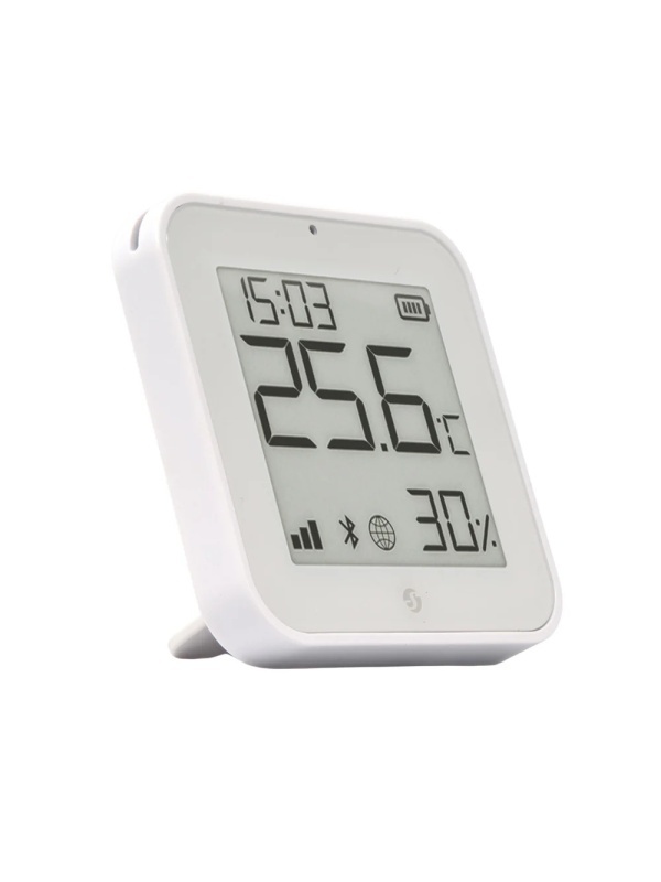 Shelly BLU H&amp;T Display White – Senzor Inteligent de Temperatură și Umiditate cu E-Paper Display, Tehnologie Bluetooth (BLE) - Img 2
