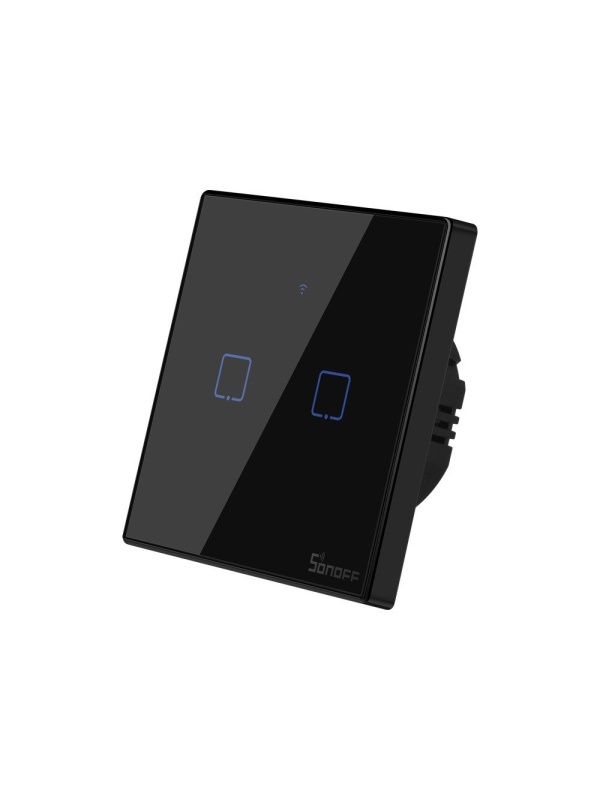 Smart touch switch Sonoff T3 EU TX, Wireless + RF 433, 2 channels, iOS/Android compatible, Amazon Alexa/Google Assistant, glass, Black - Img 3