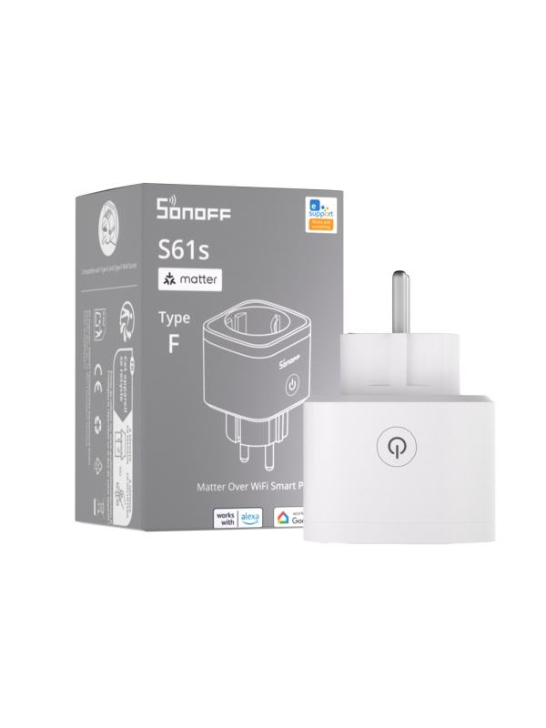 Sonoff S61STPF(EU) – Matter Smart Plug with Energy Monitoring, Overload Protection and Wi-Fi Control - Img 2