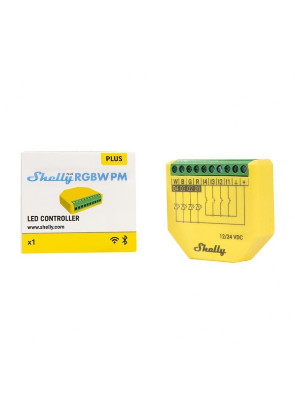 Resigilat Controller benzi LED Shelly Plus RGBW PM 12/24V (WiFi) - Img 2