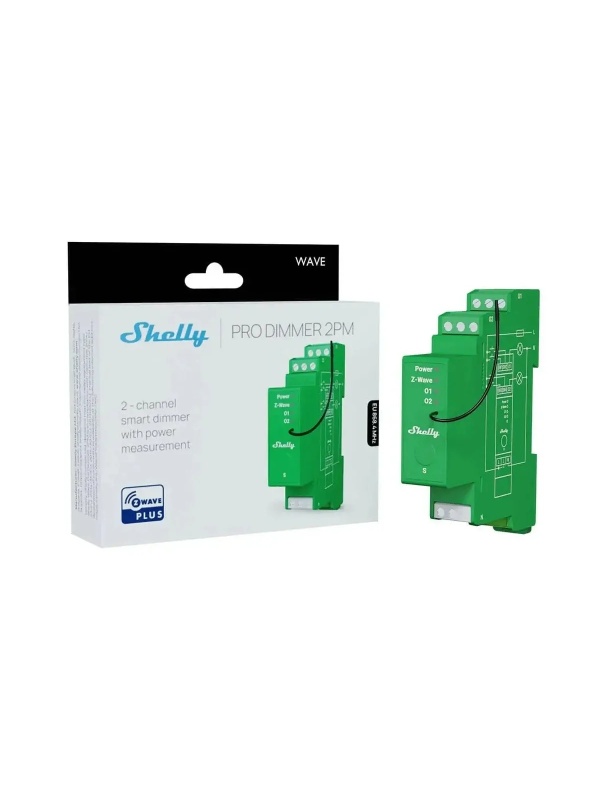 Resigilat Shelly Wave Pro Dimmer 2PM – modul de reglare a intensității luminii cu 2 ieșiri (Z-Wave) - Img 2