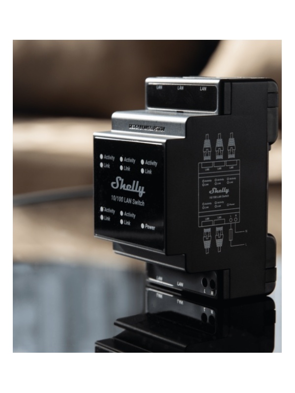 Shelly LAN Switch, cu 5 porturi, 10/100mbps, compatibil SINA DIN - Img 3