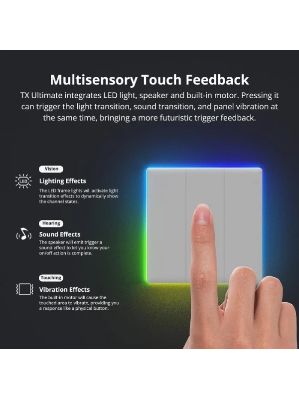 Intrerupator Smart Sonoff T5-4C-86 WiFi cu Full Touch (4 canale), Lumina LED 5A/1200W - Img 2