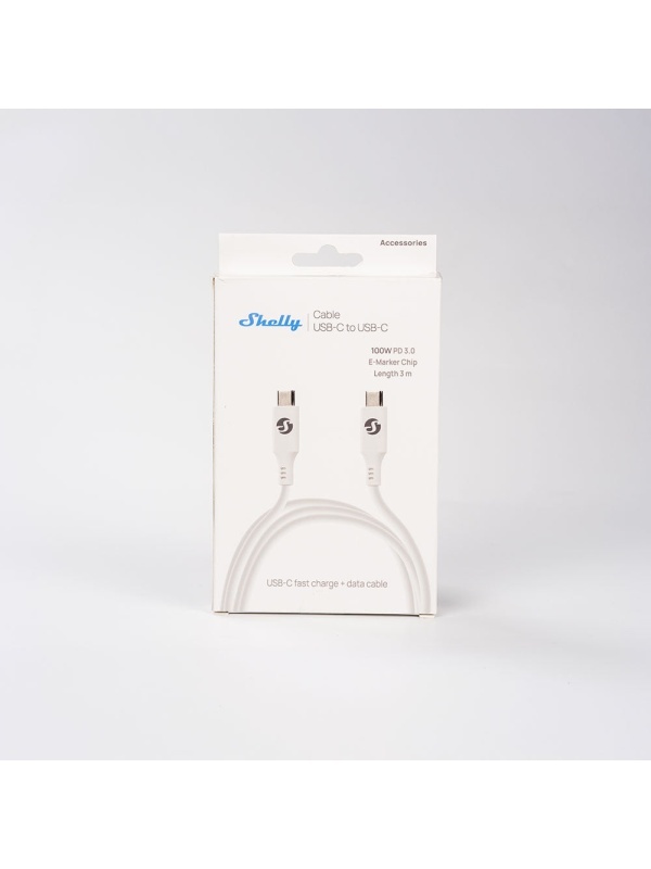 Кабел за захранване и зареждане Shelly USB-C към USB-C 100W, 5 m, бял - чип E-Mark, Power Delivery 20 V / 5 A - Img 4